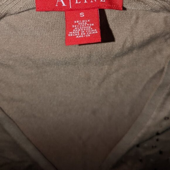 Vintage Brown Beige Women's Ombre Beaded Sequins Knit 3/4 sleeve Top Y2K Size S - Picture 3 of 3